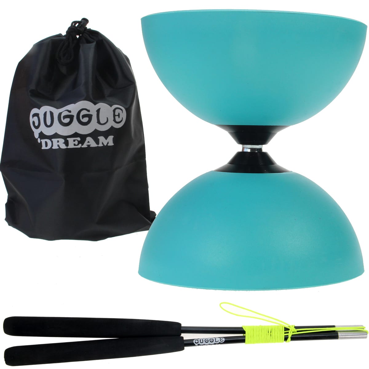 Kit diabolo turquoise + baguettes + sac