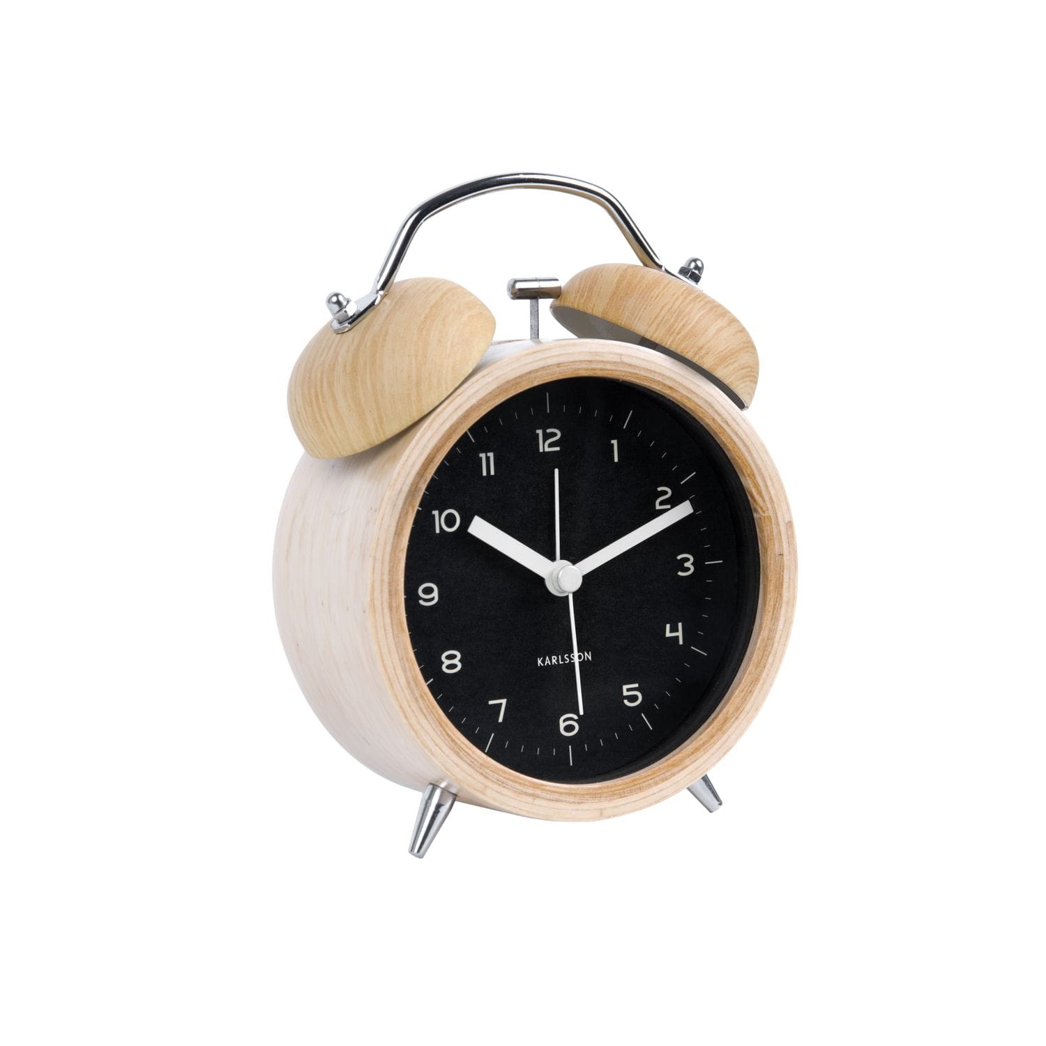 Horloge réveil rétro en bois bell -