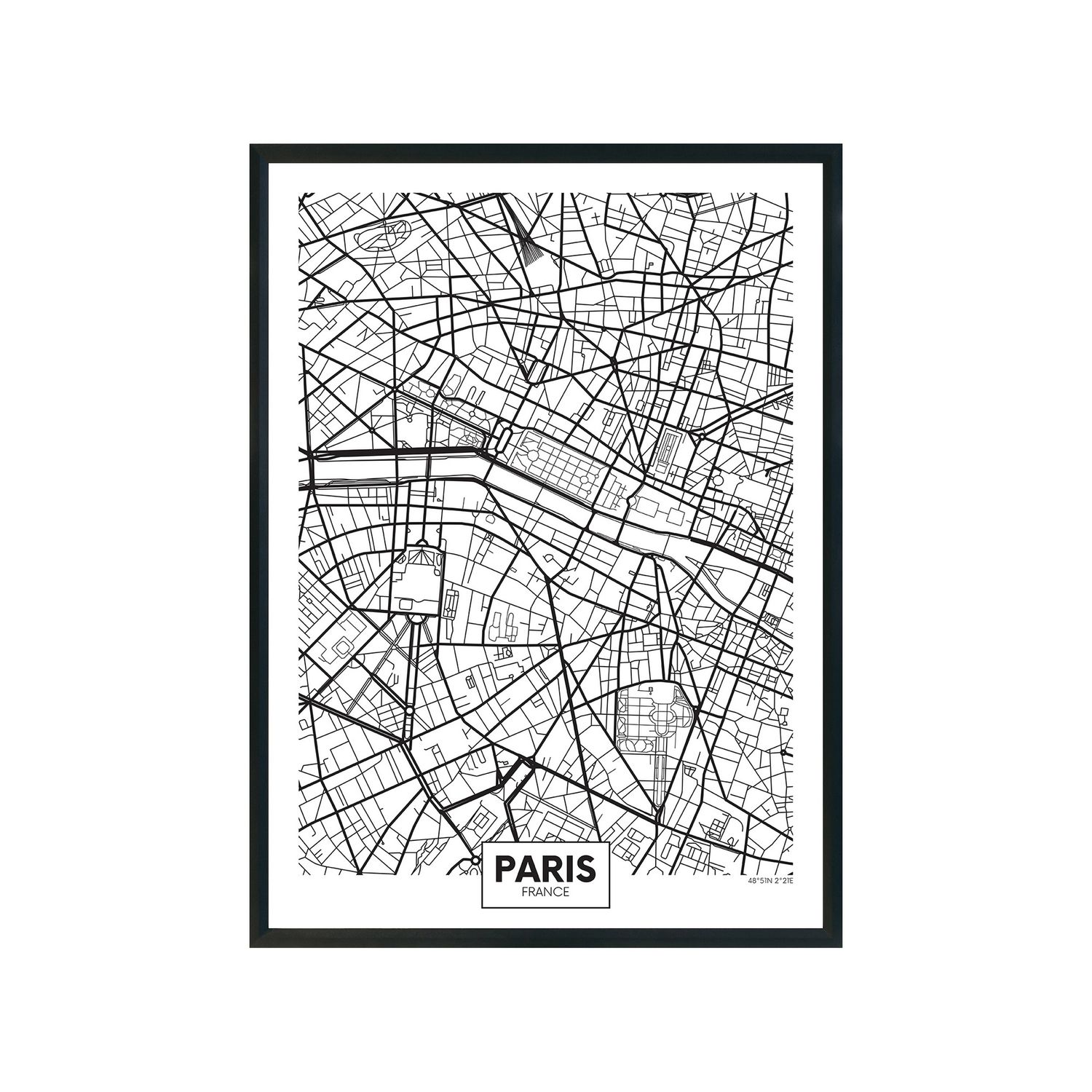 Tableau carte ville city map- l. 33 x h.