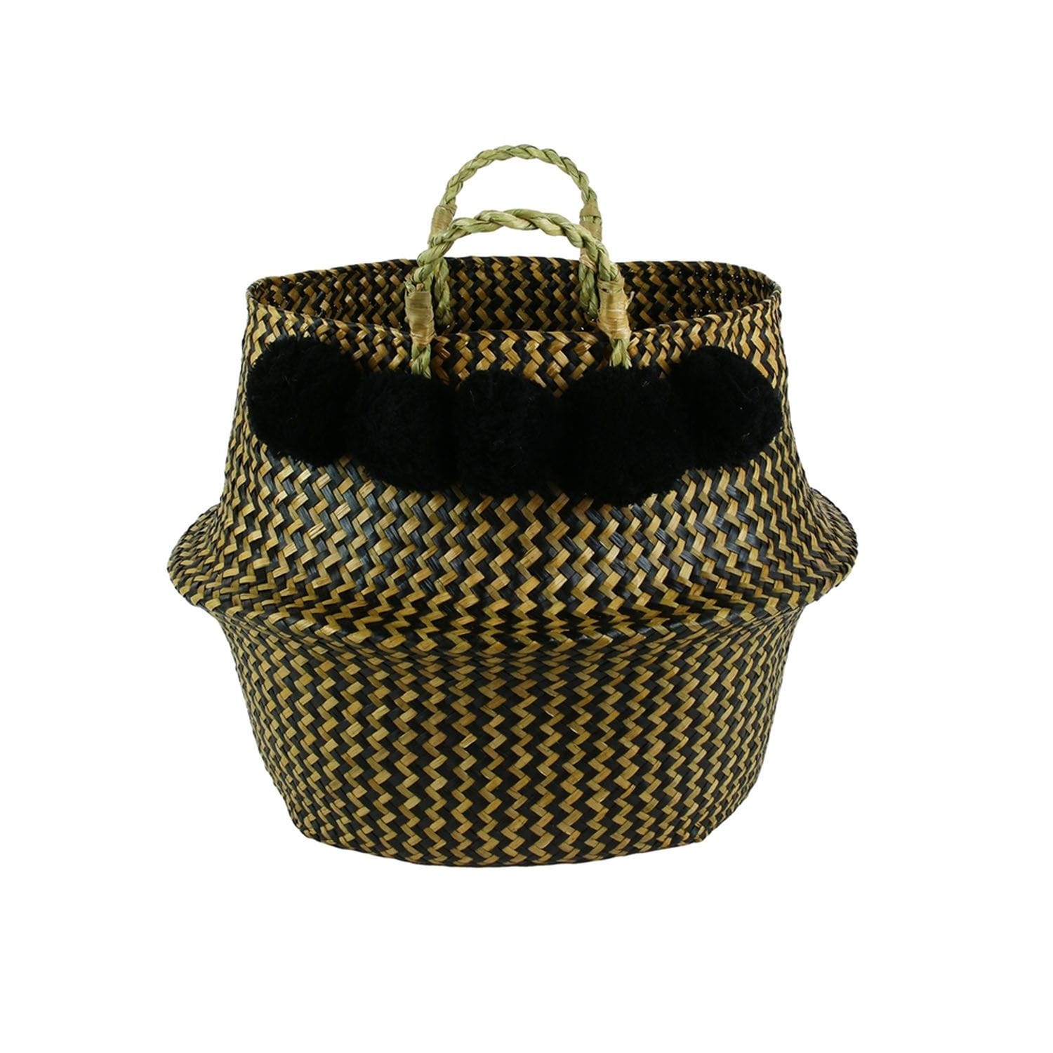 Panier tressé pompons - 44 x h. 43 cm -