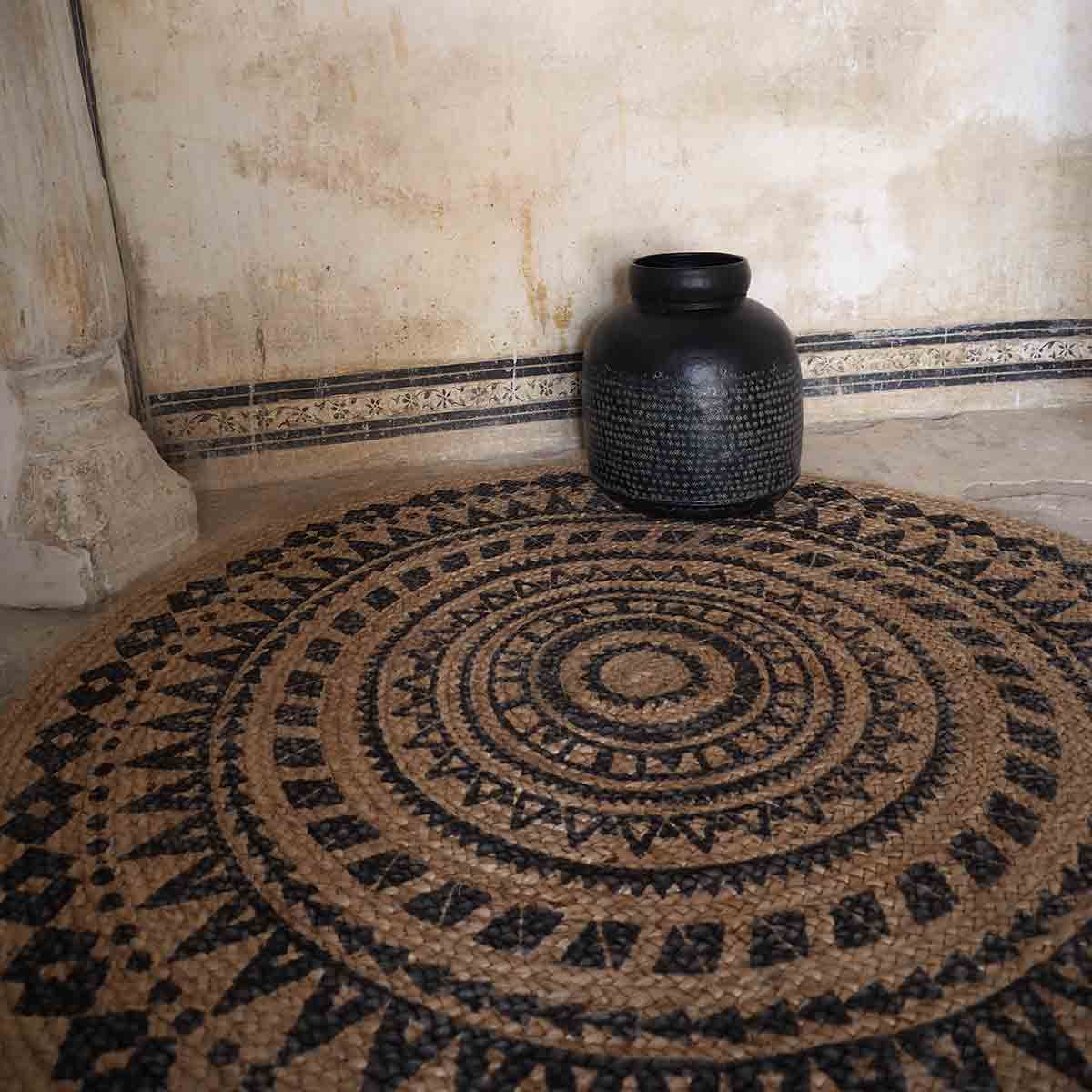 Tapis rond réversible en jute