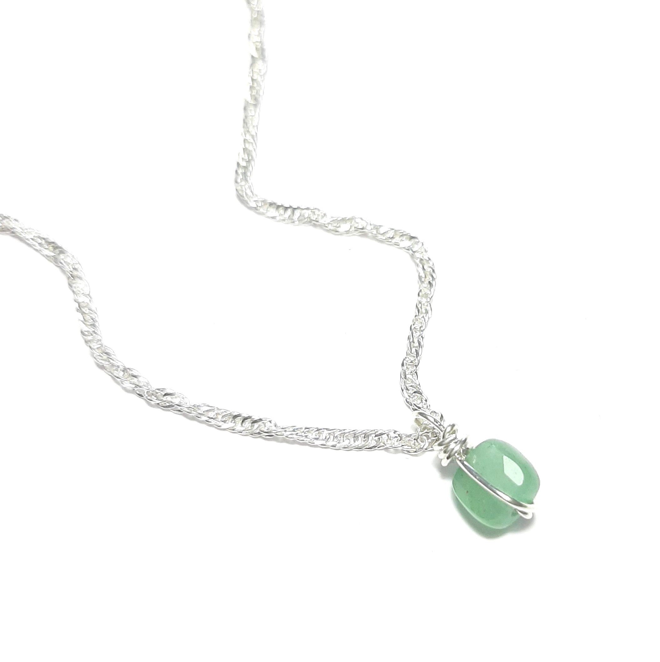 Collier argent 925 et aventurine verte