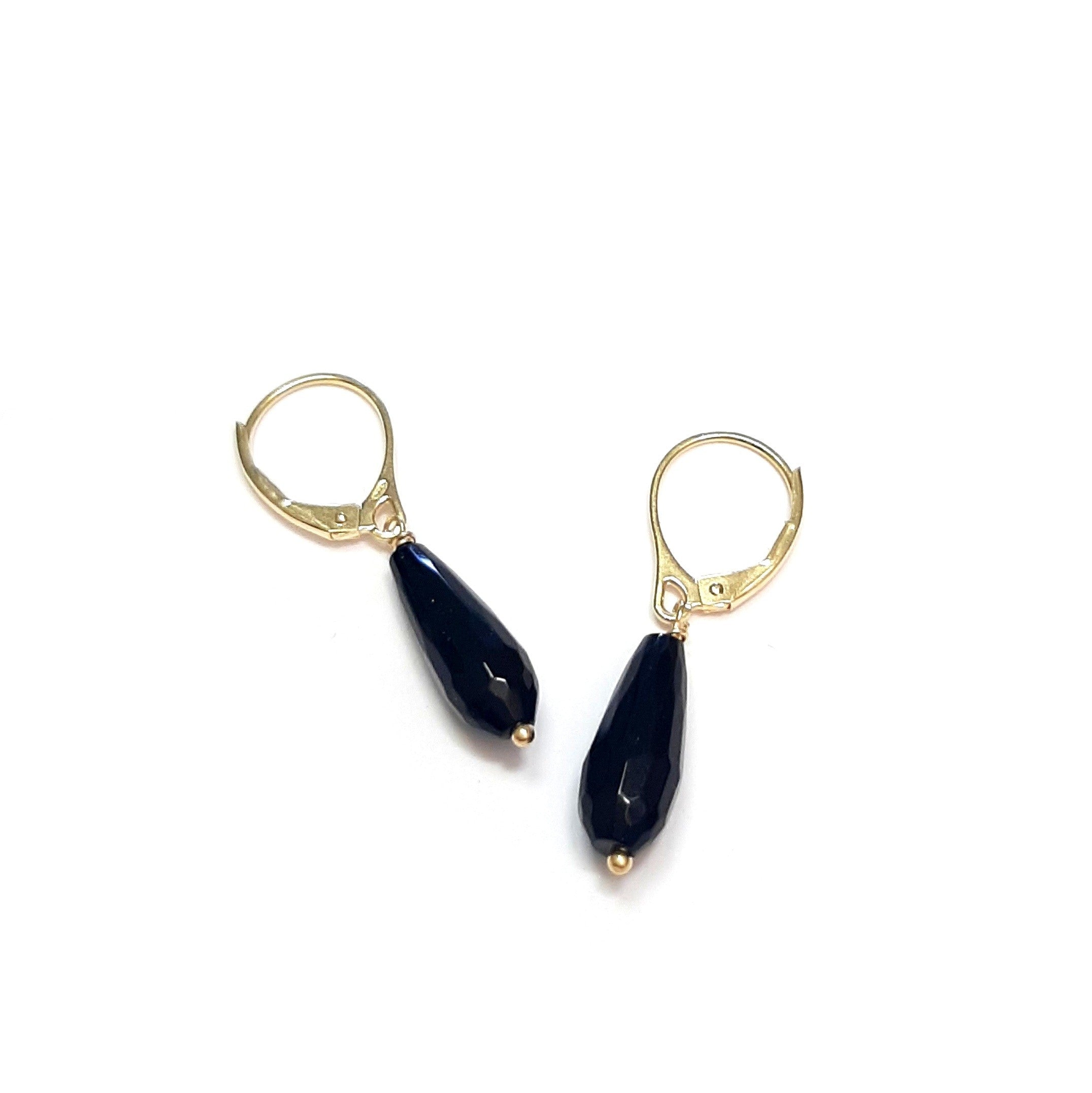 Boucles d'oreilles onyx argent 925 doré