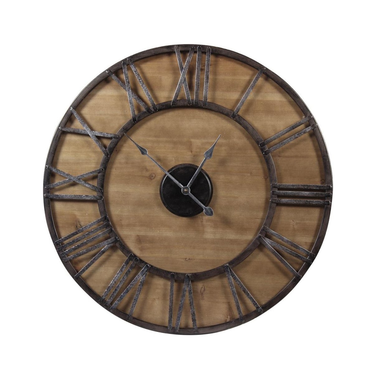 Grande horloge ancienne fer forgé bois 8