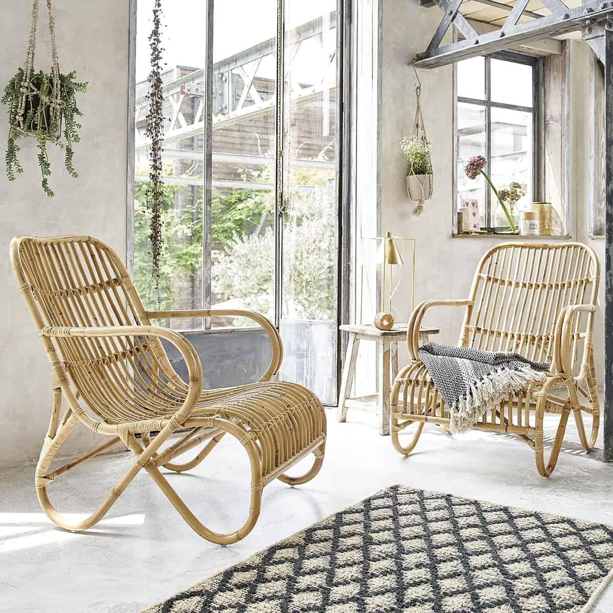 Lot de 2 fauteuils en rotin relax