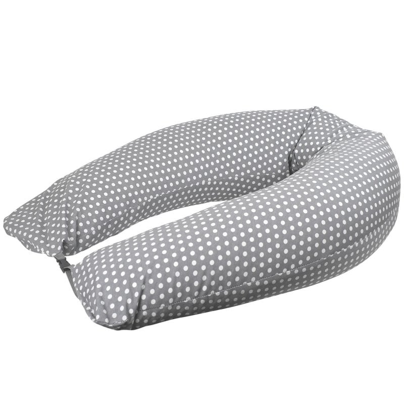 Coussin d'allaitement 180 cm gris pois