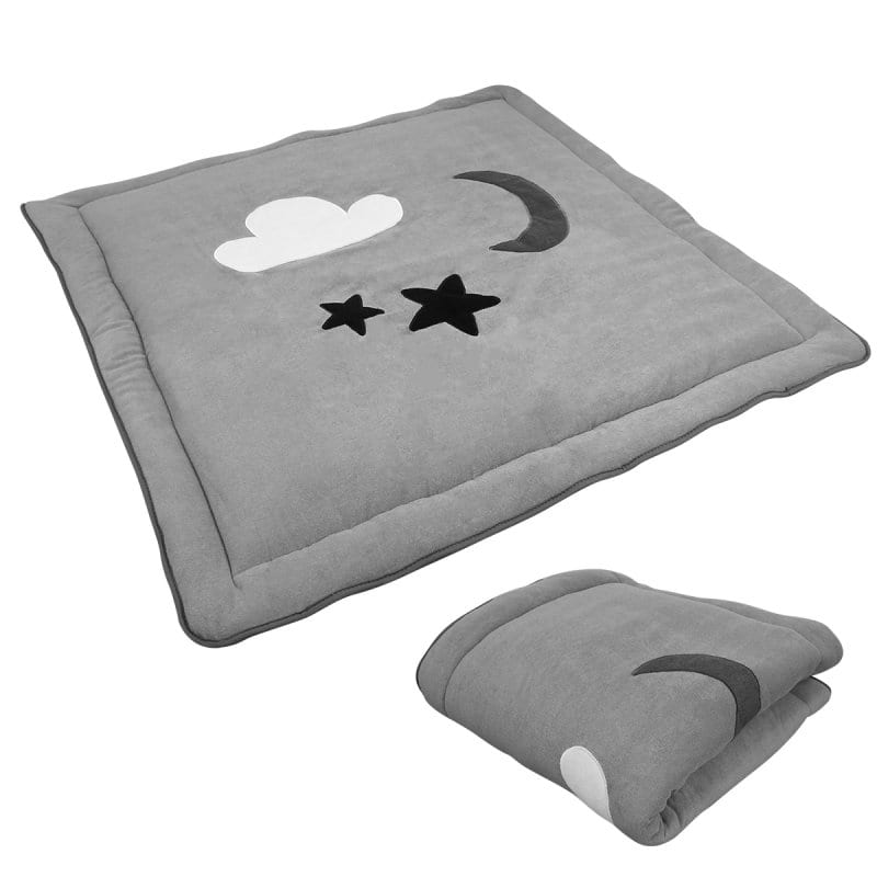 Tapis de sol bébé molletonné 1mx1m gris