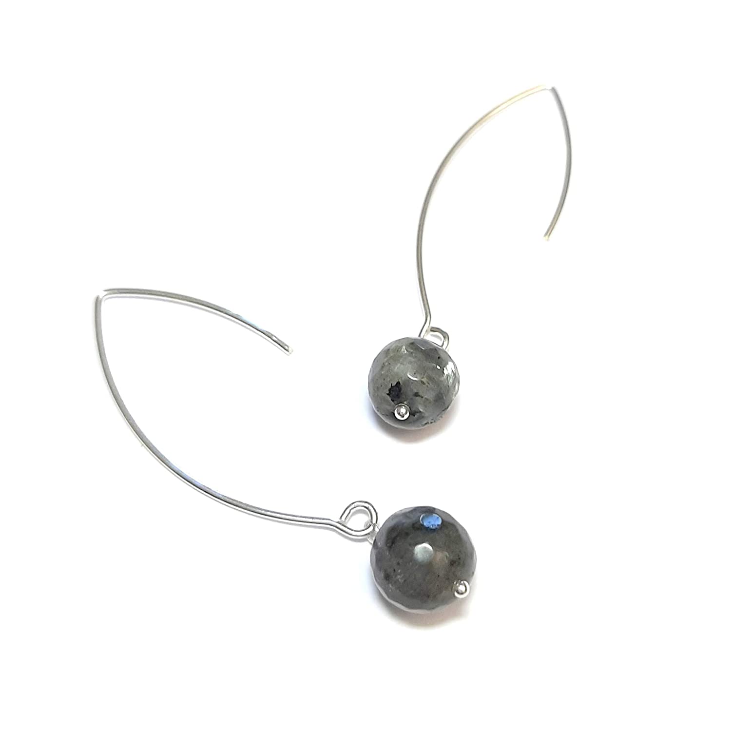 Boucles d'oreilles labradorite noire