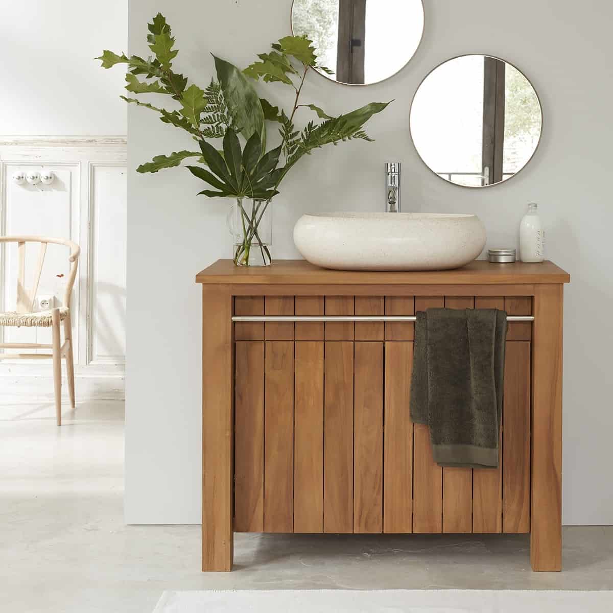 Meuble de salle de bain en bois de teck