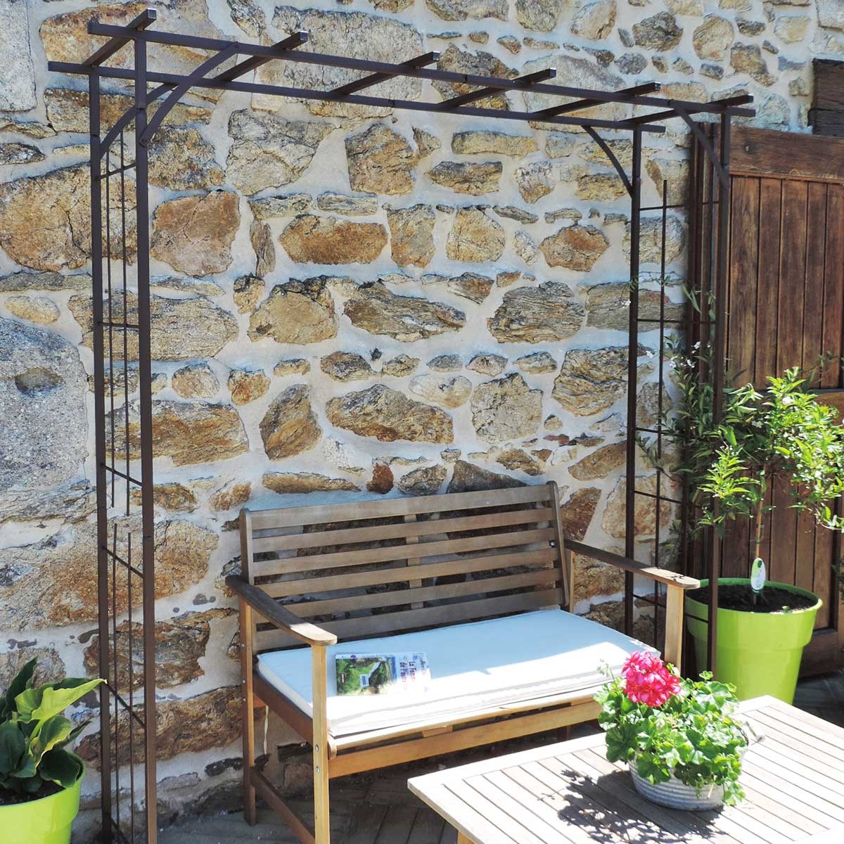 Arche de jardin pergola en fer vieill...