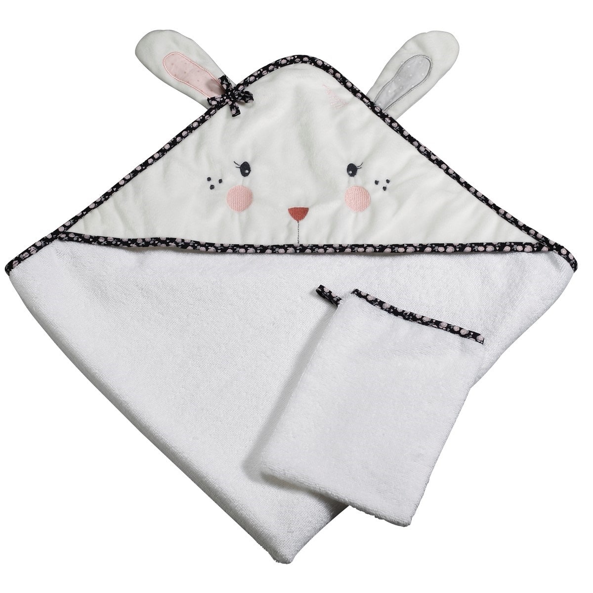 Sortie de bain lapin 75x75cm et gant