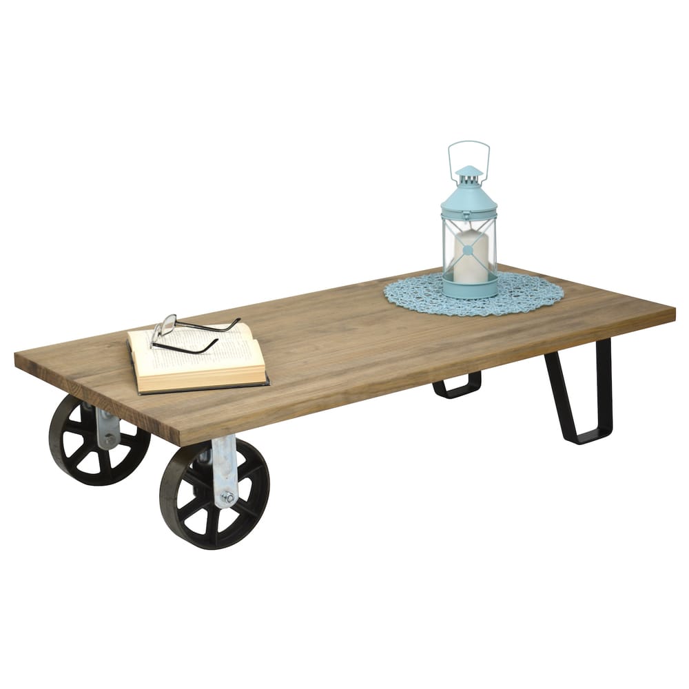 Table basse avec 2 roues – 60x120x27cm