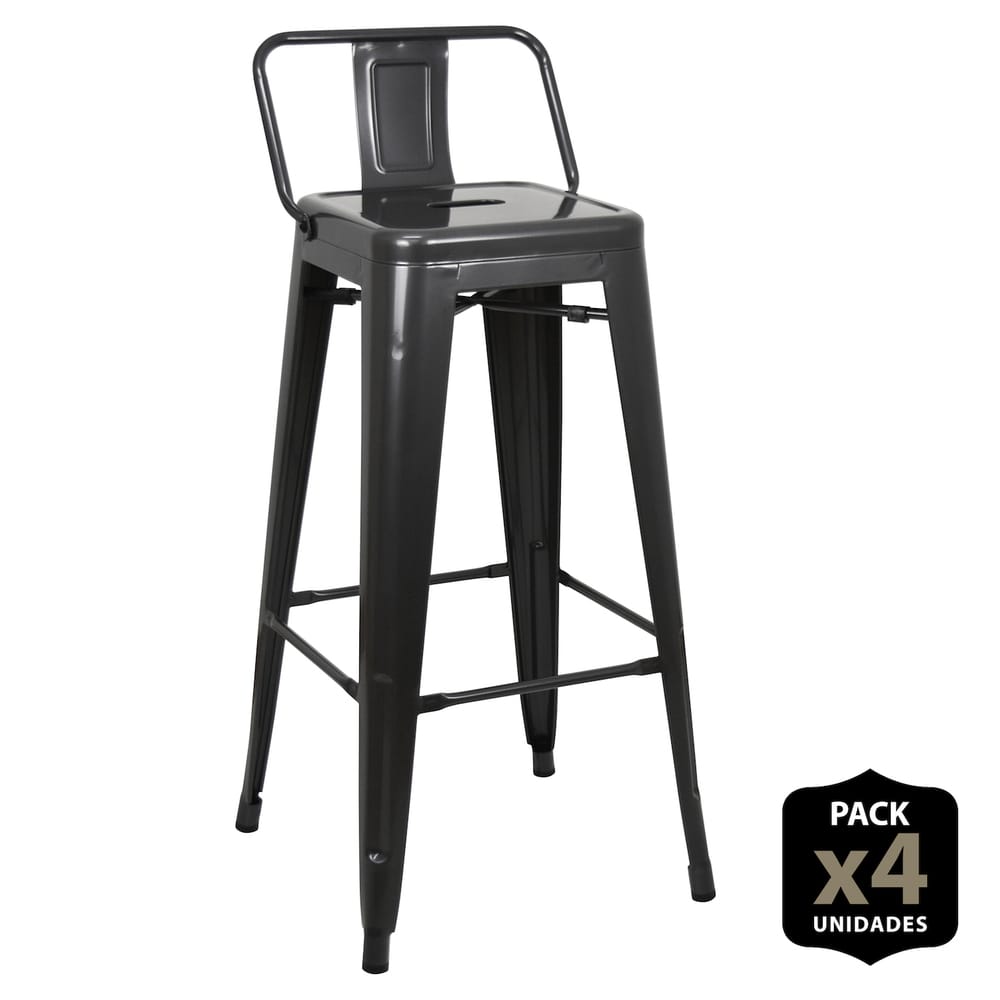 Lot de 4 tabourets de bar avec dossier