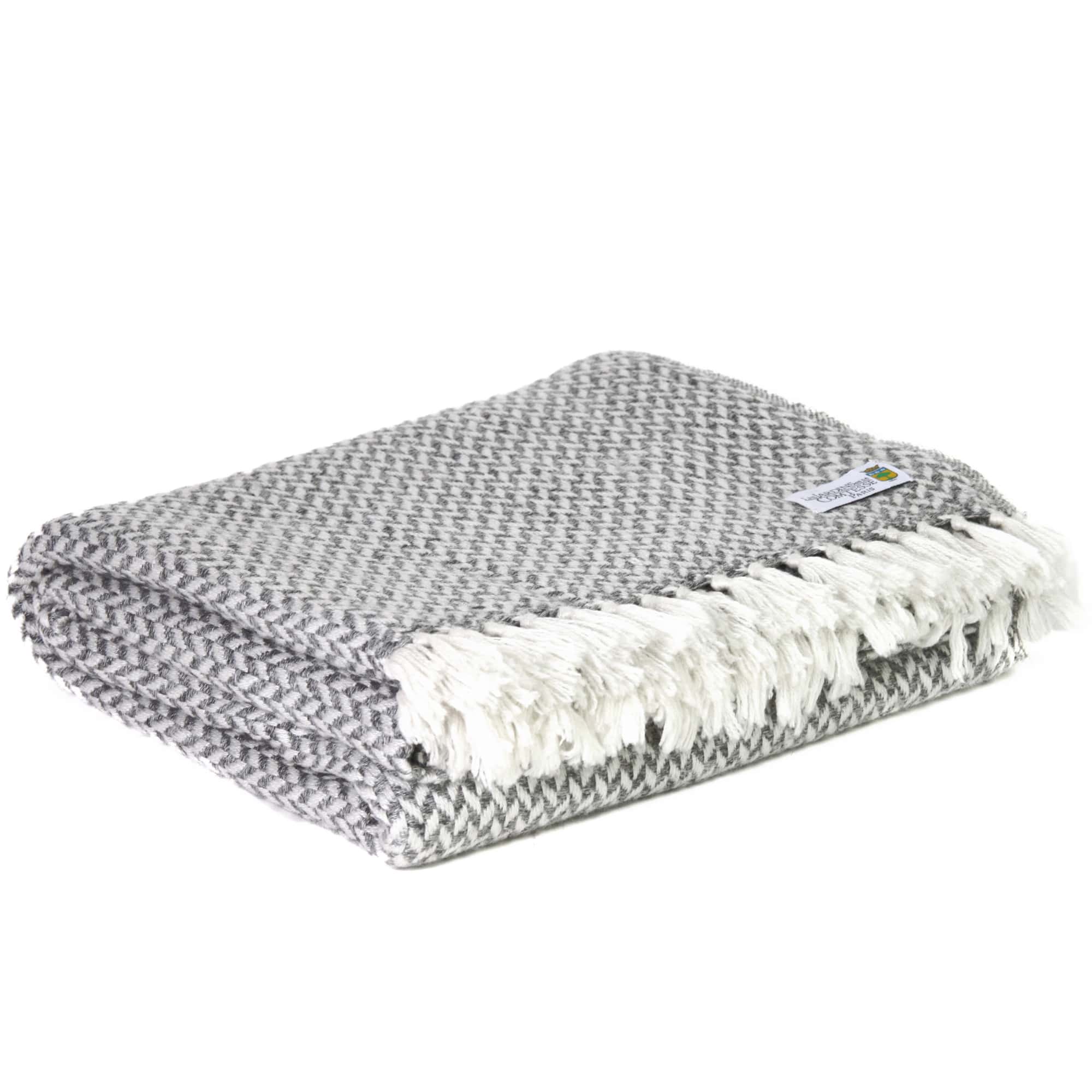 Plaid cachemire et laine gris souris