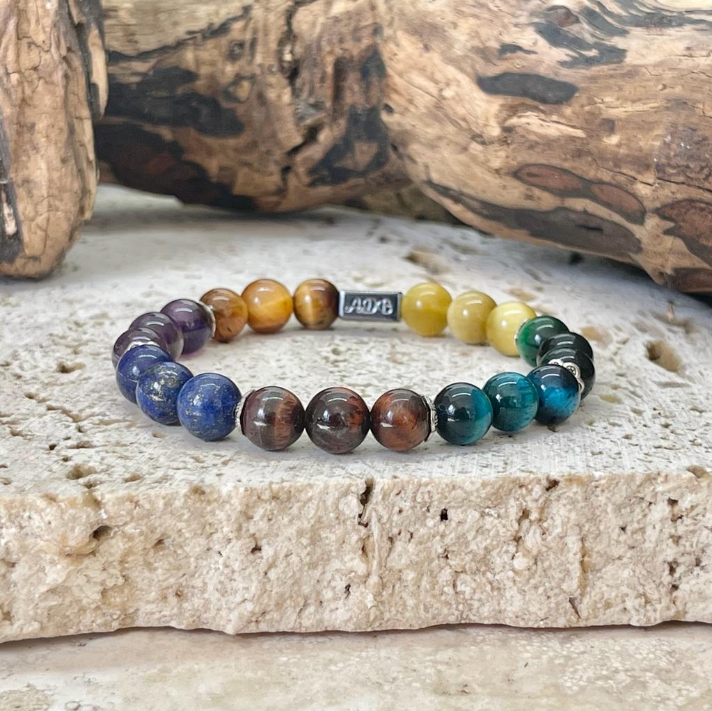 Bracelet chakras en oeil de tigre