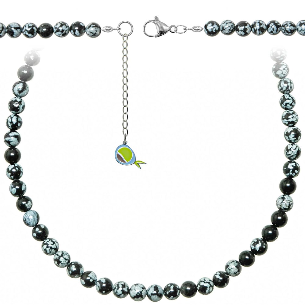 Collier obsidienne neige