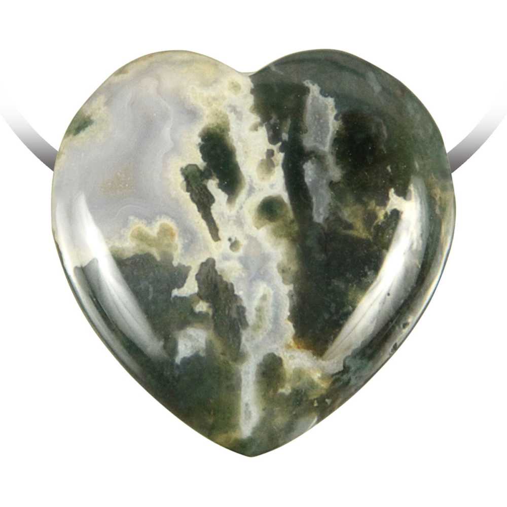 Pendentif coeur agate mousse