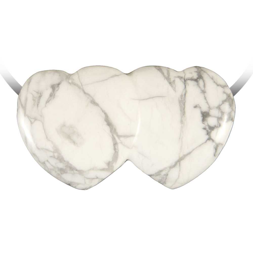 Pendentif double coeur howlite