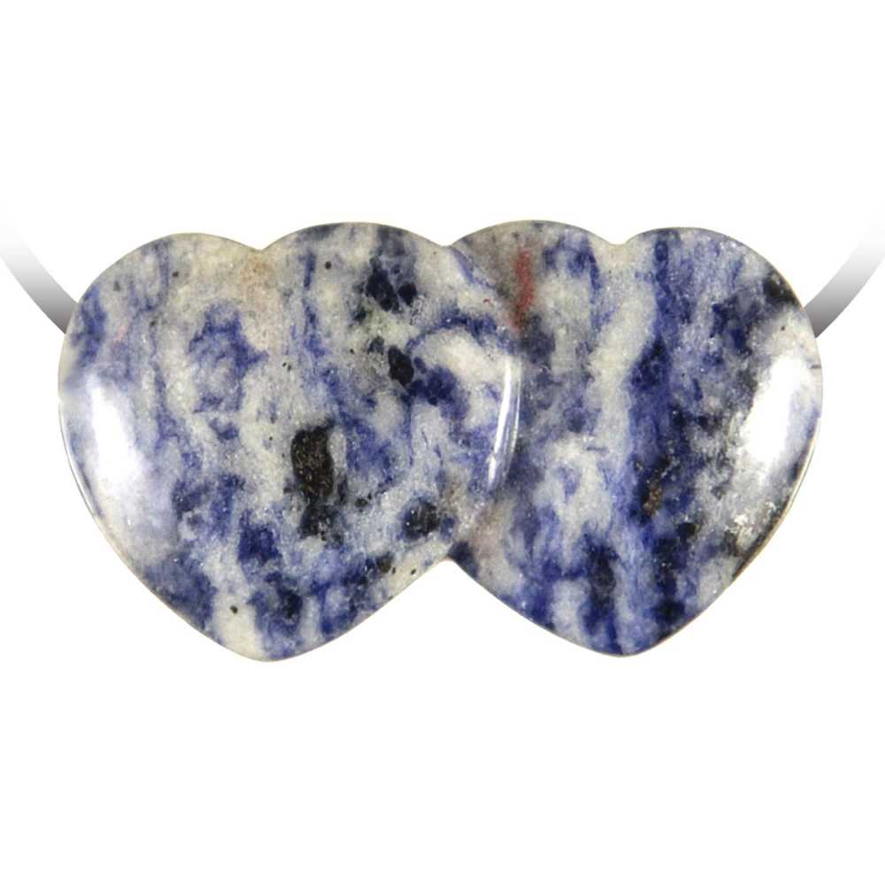 Pendentif double coeur sodalite