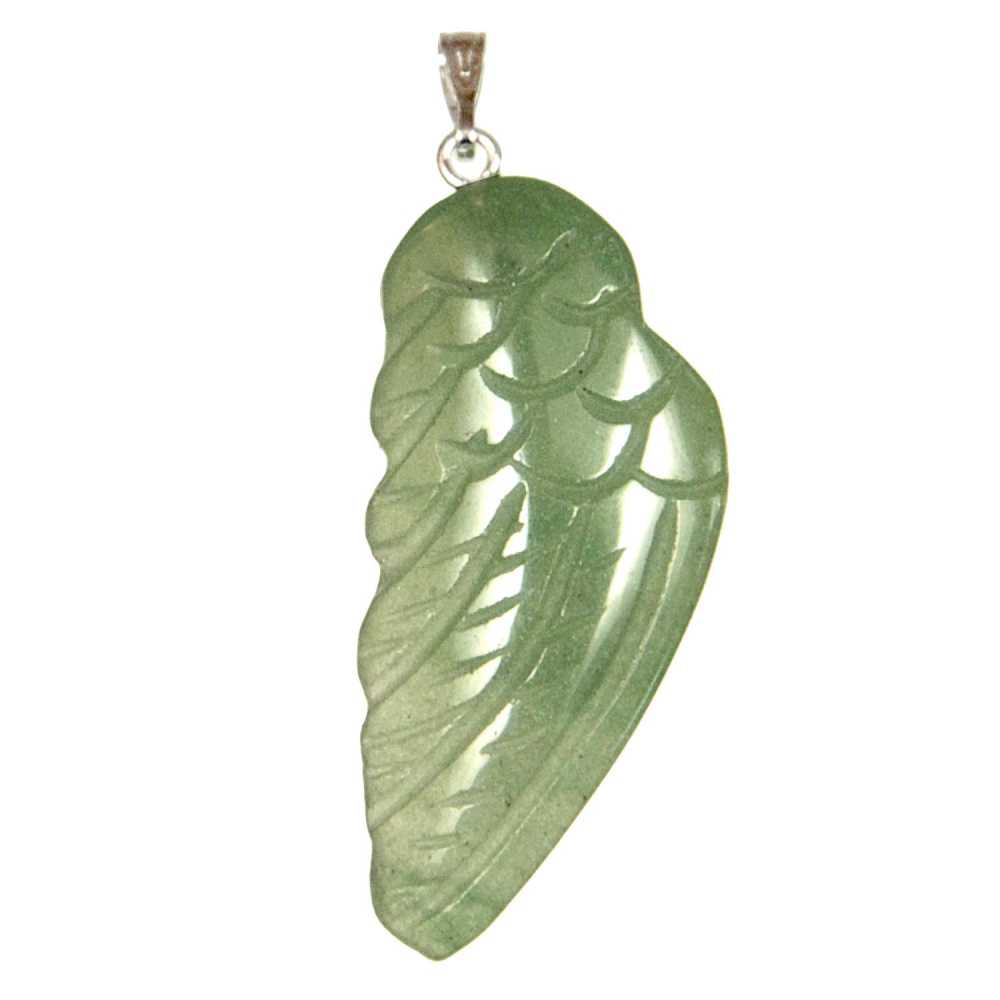 Pendentif aile d'ange aventurine verte