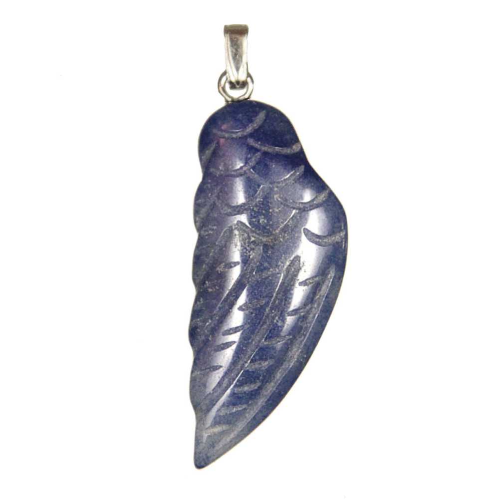 Pendentif aile d'ange en quartz bleu