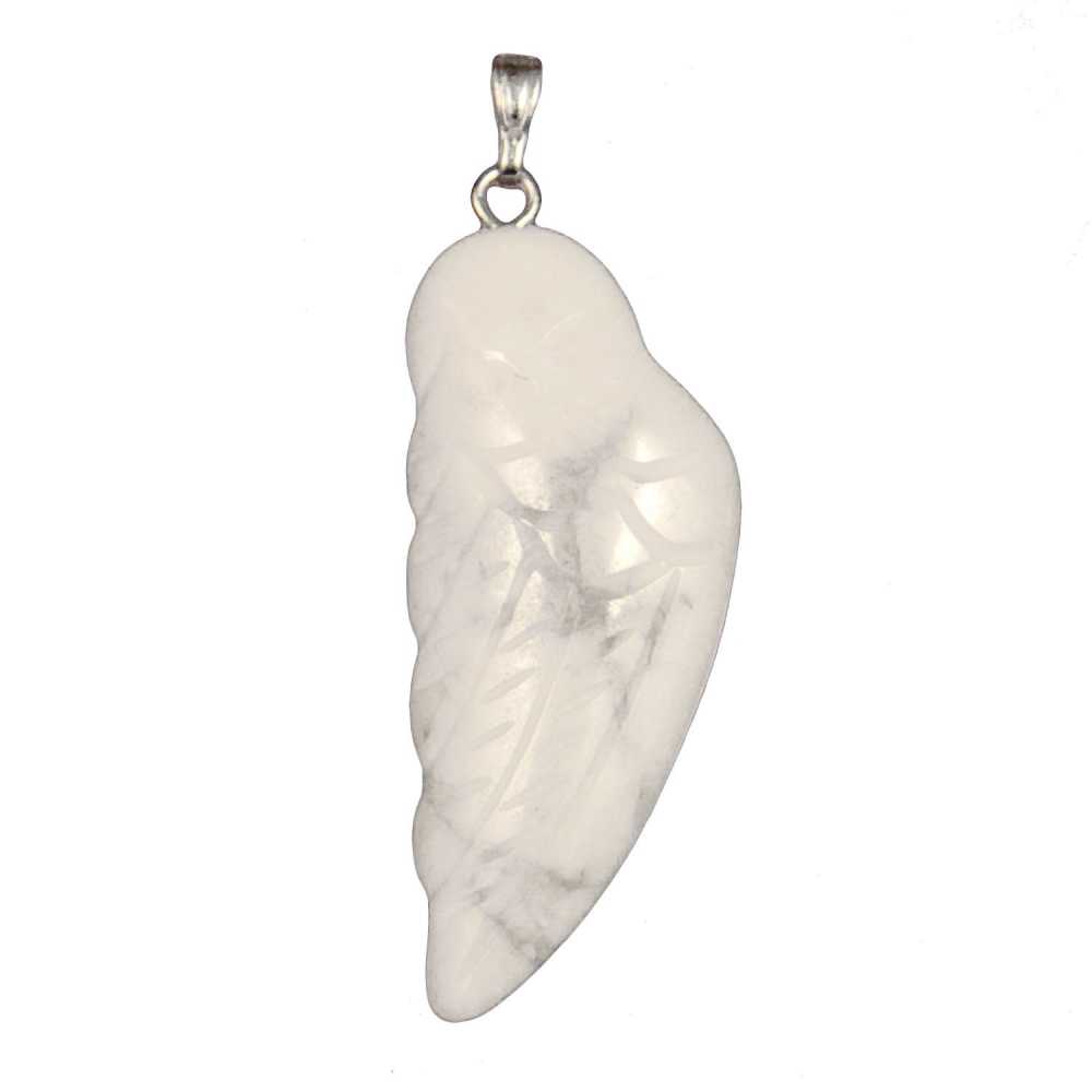 Pendentif aile d'ange en howlite