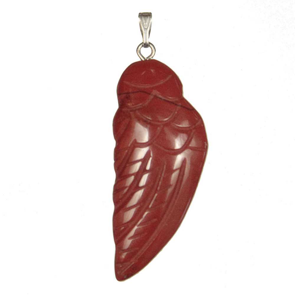 Pendentif aile d'ange en jaspe rouge