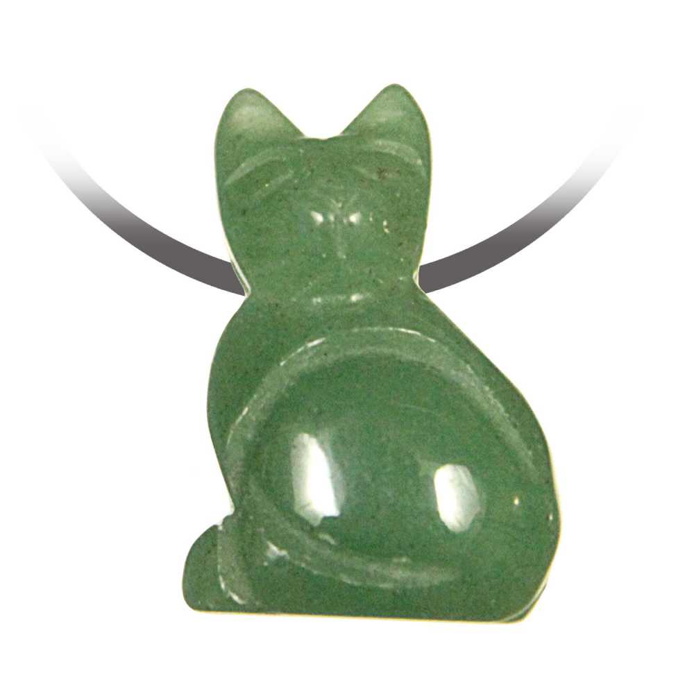 Pendentif chat aventurine verte