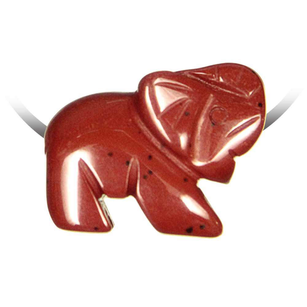 Pendentif élephant jaspe rouge