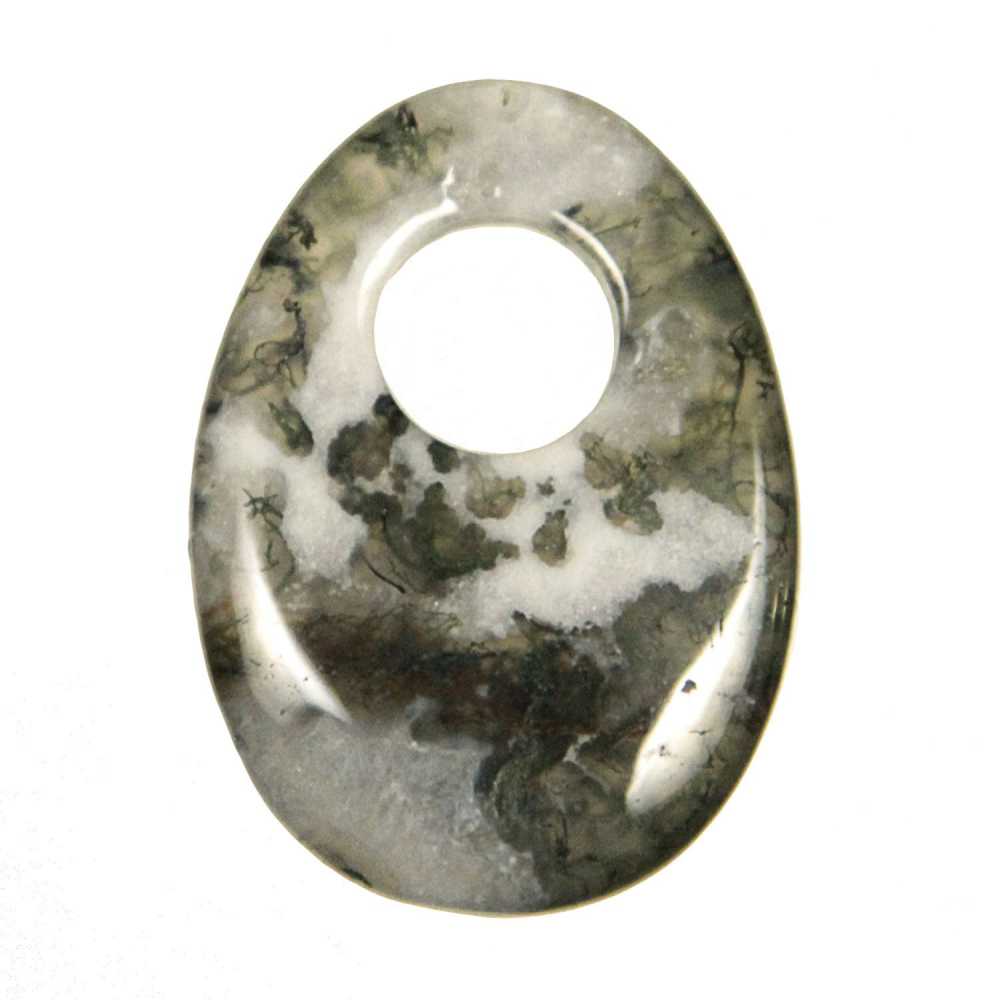 Pendentif donut oval en agate mousse