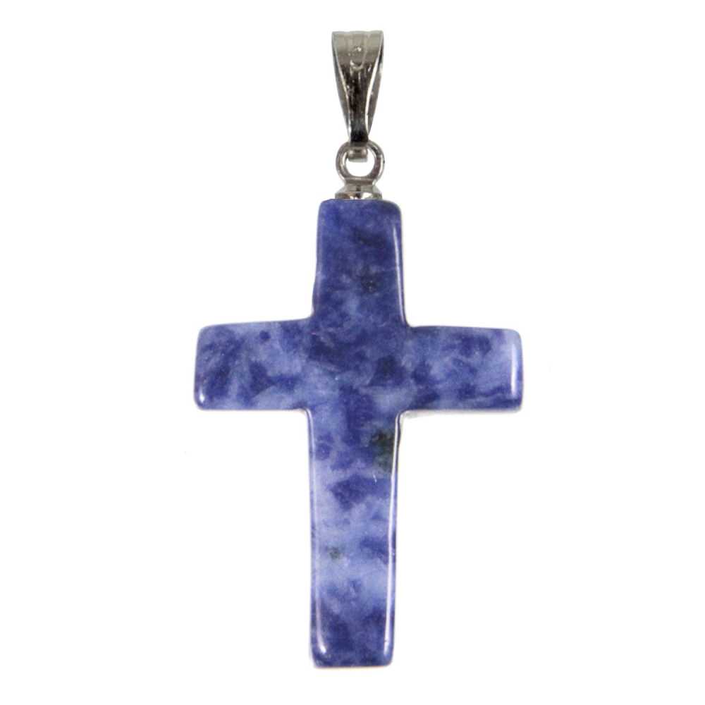 Pendentif croix crucifix en sodalite