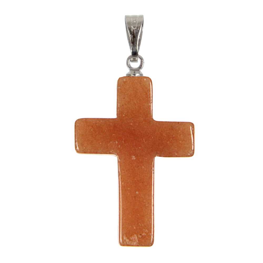 Pendentif croix aventurine rouge