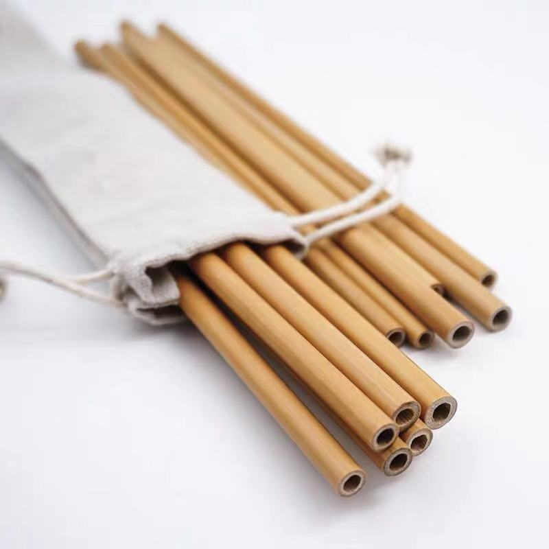 Pailles en bambou  naturel pack  de 6 Nature D couvertes