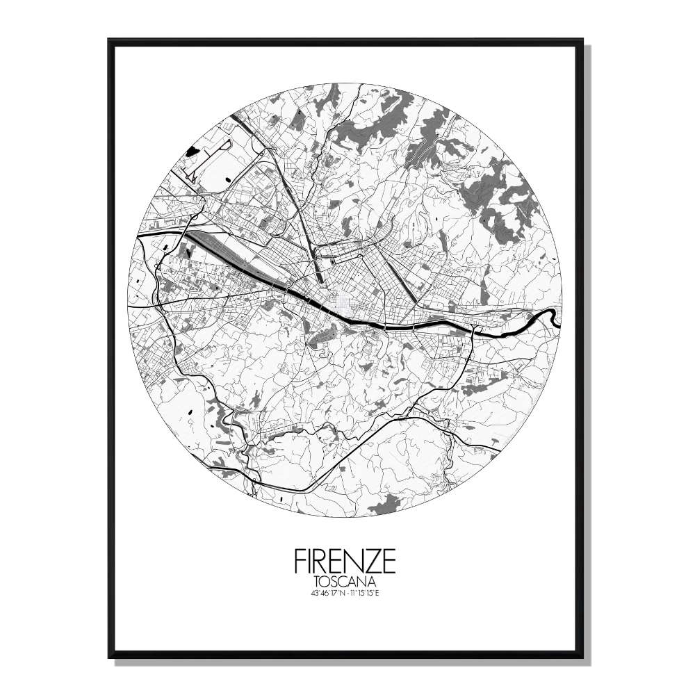 Florence carte ville city map rond