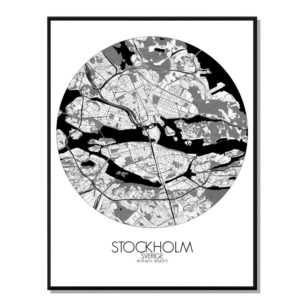 Stockholm carte ville city map rond