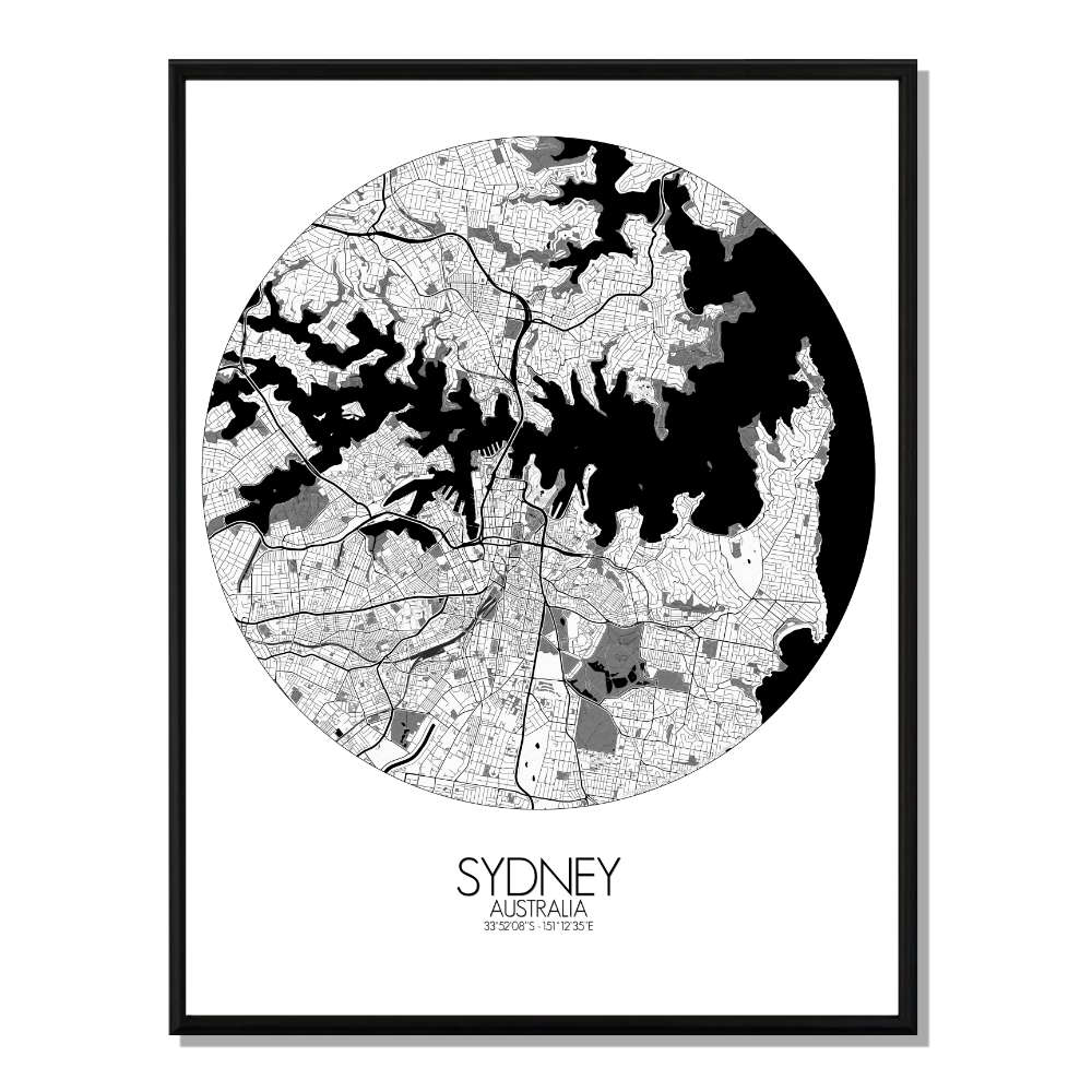 Sydney carte ville city map rond