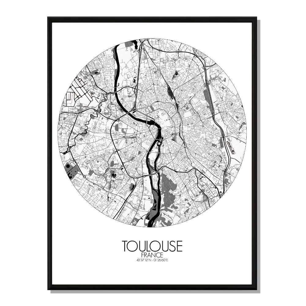 Toulouse carte ville city map rond