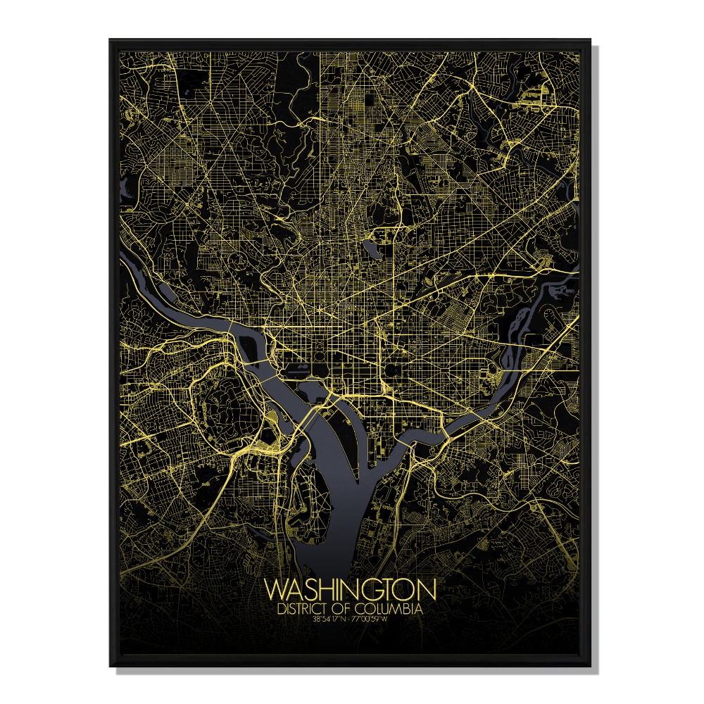 Washington carte ville city map nuit