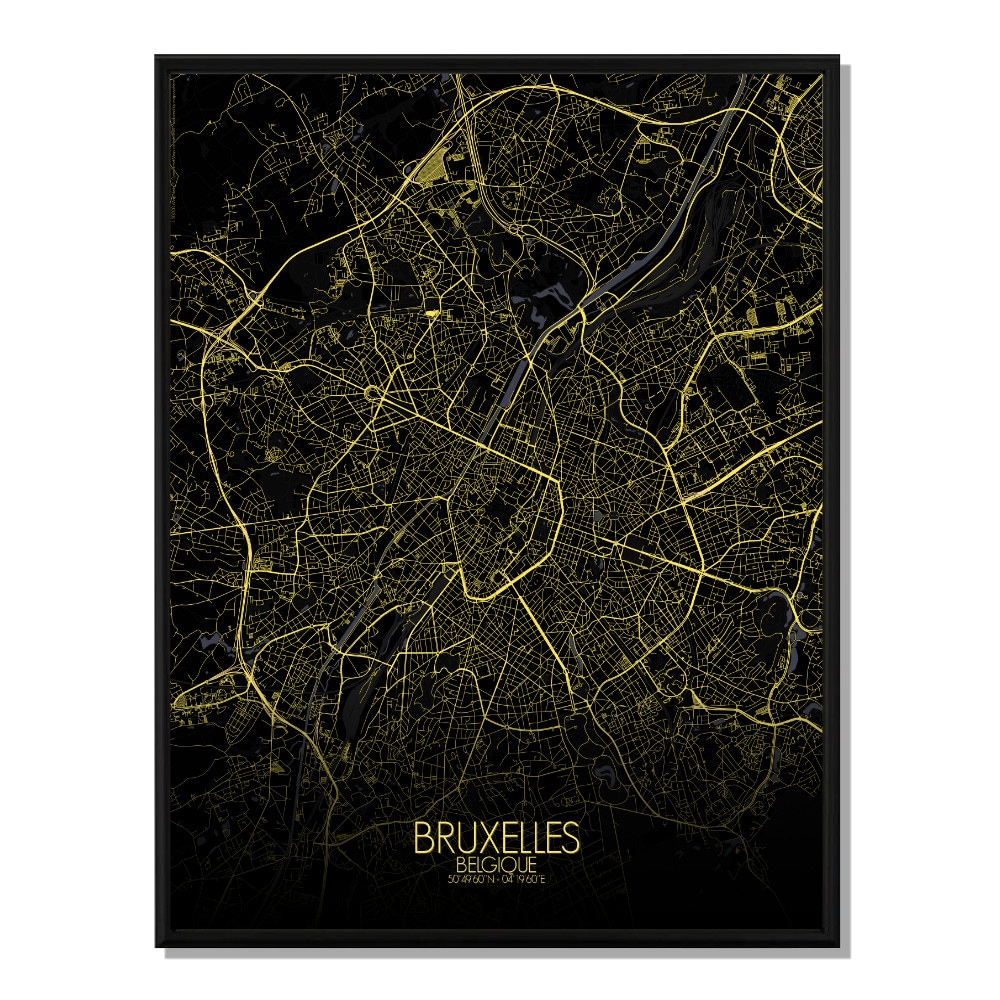 Bruxelles carte ville city map nuit