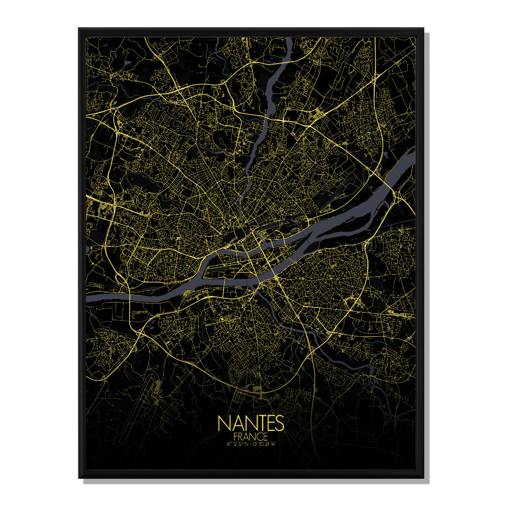 Nantes carte ville city map nuit