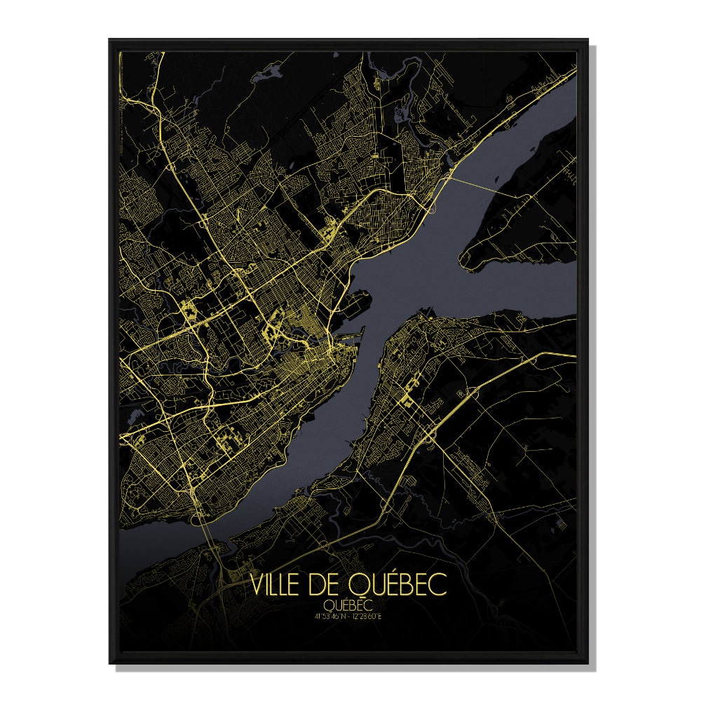 Quebec carte ville city map nuit