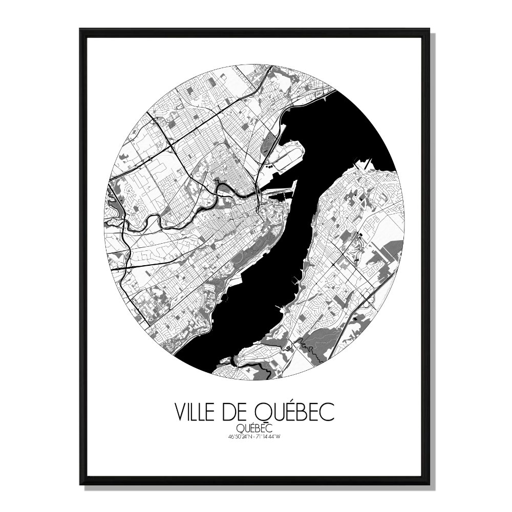 Quebec carte ville city map rond