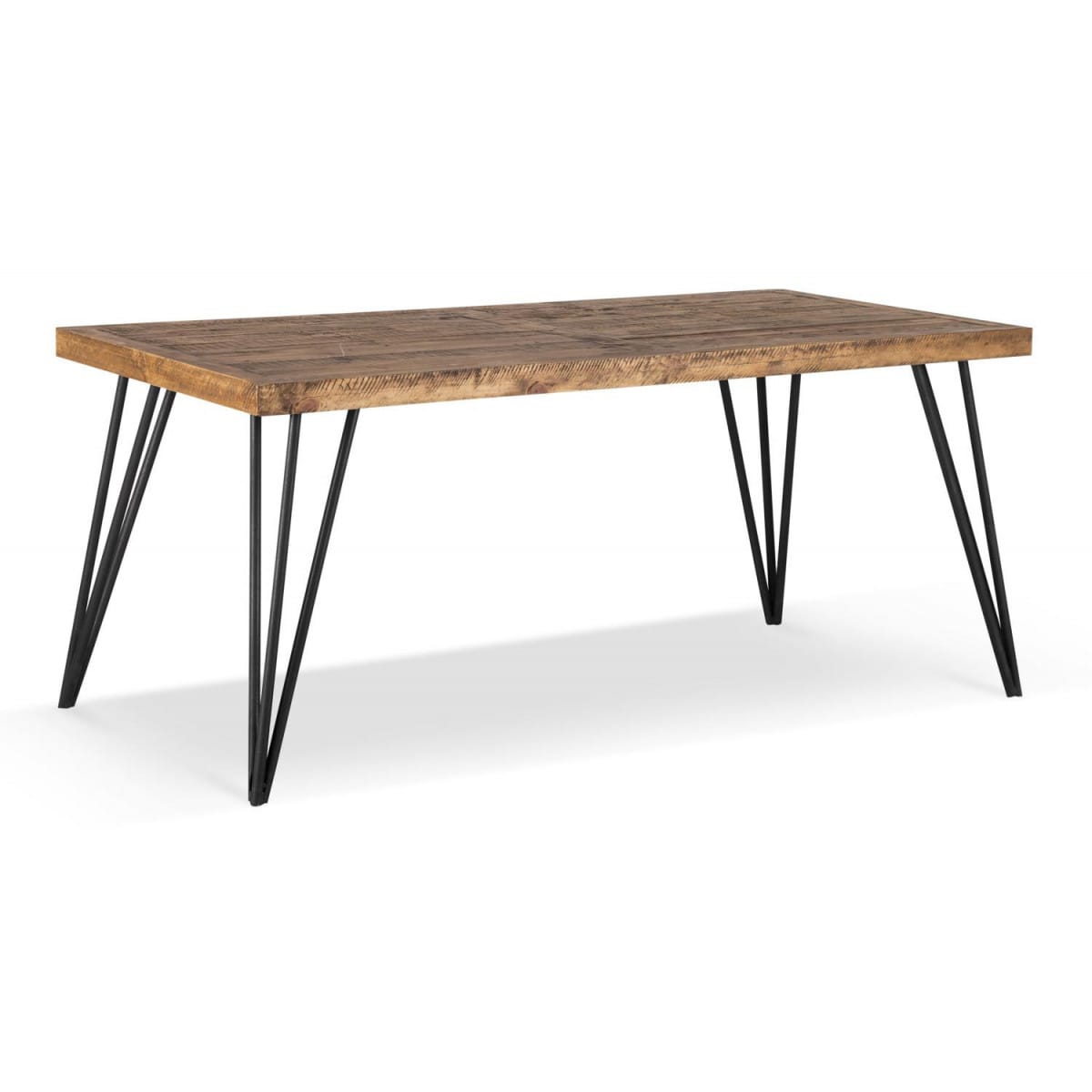 Table à manger bois métal marron 180x90x