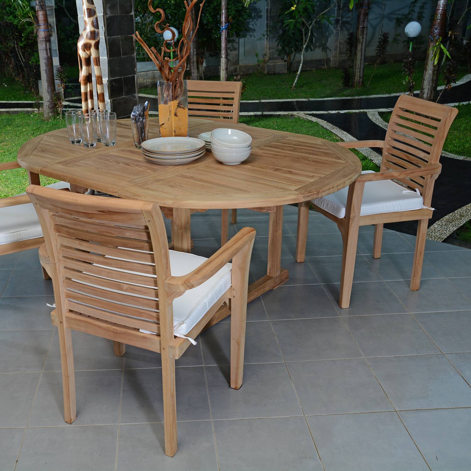 Conjunto de muebles de jardín de teca ma