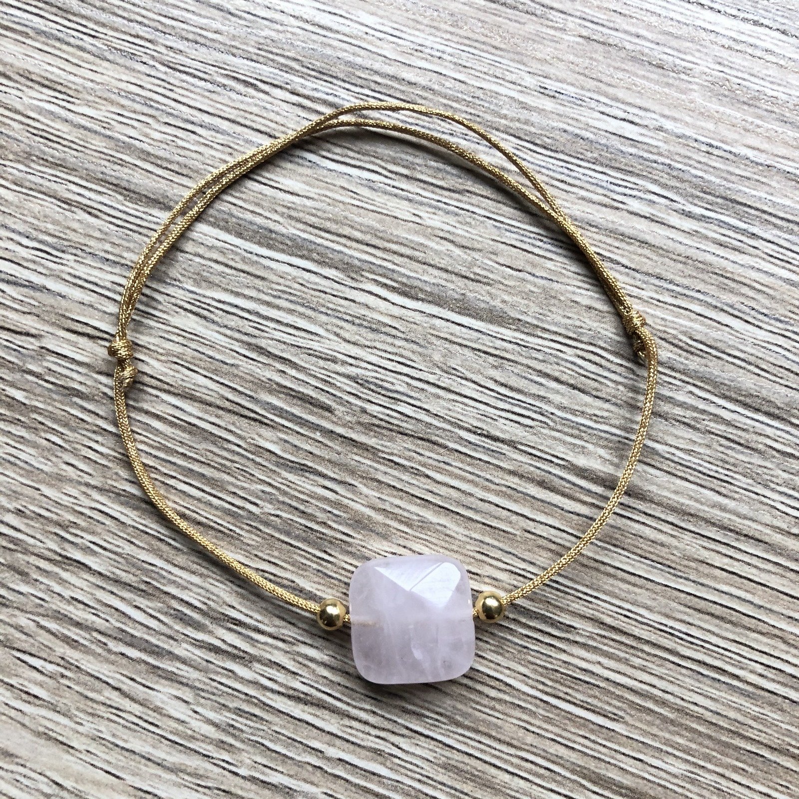 Bracelet cordon mia quartz rose or