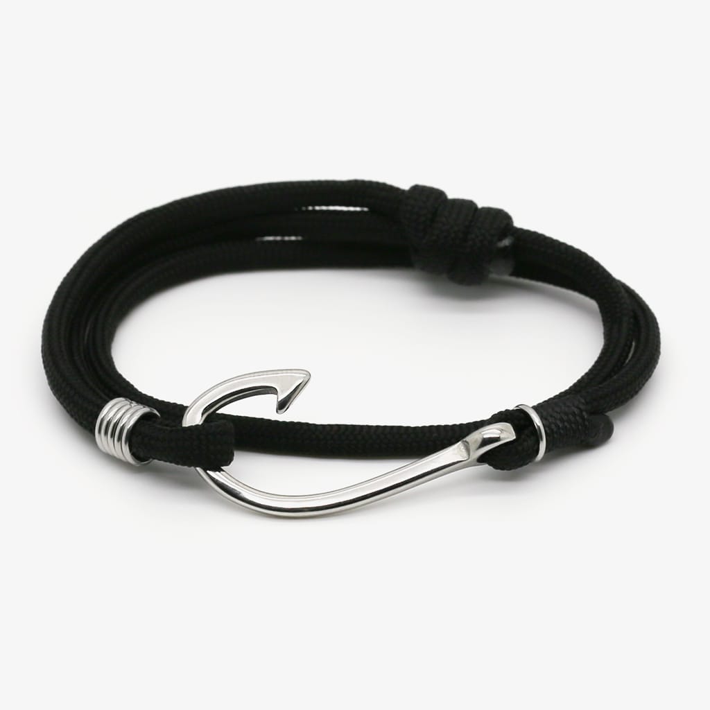 Bracelet corde homme hameçon pêche - n