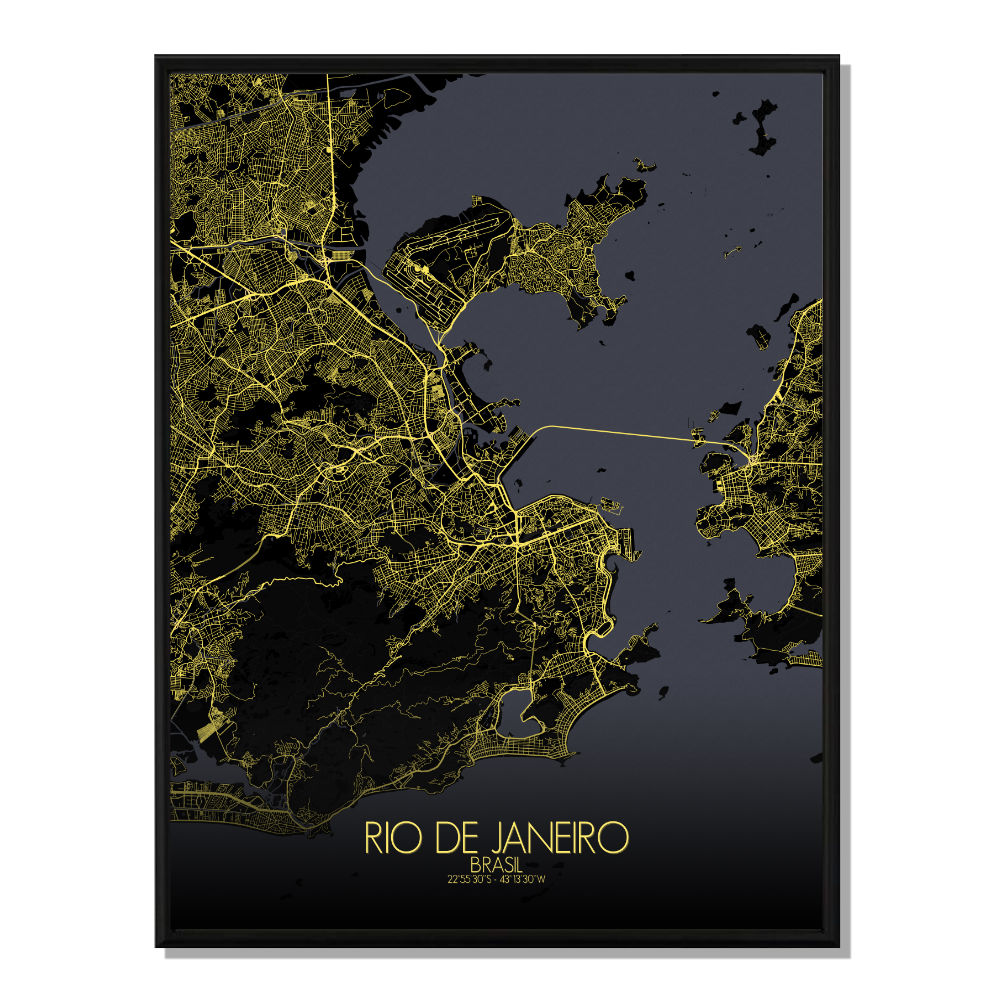 Rio de janeiro carte ville city map nuit