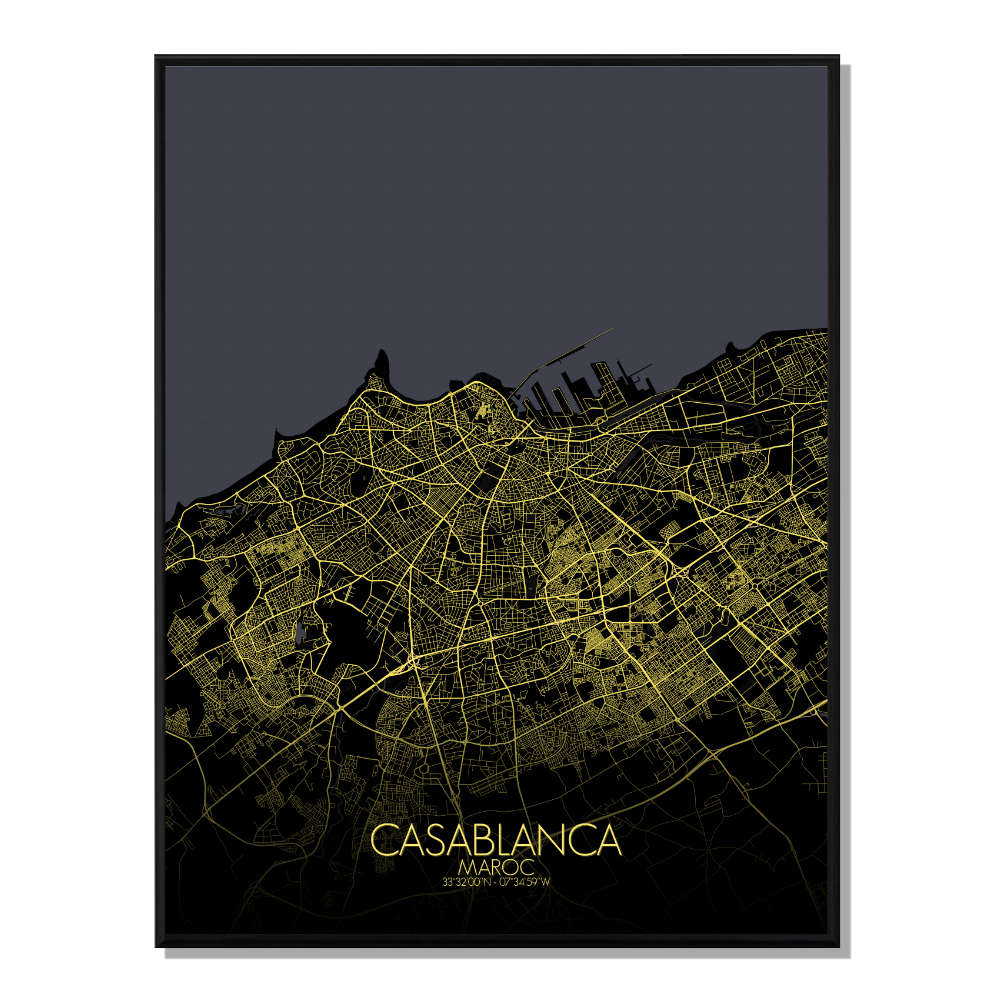 Casablanca carte ville city map nuit