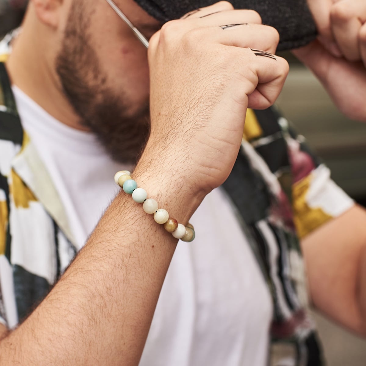 Bracelet homme en amazonite et argent