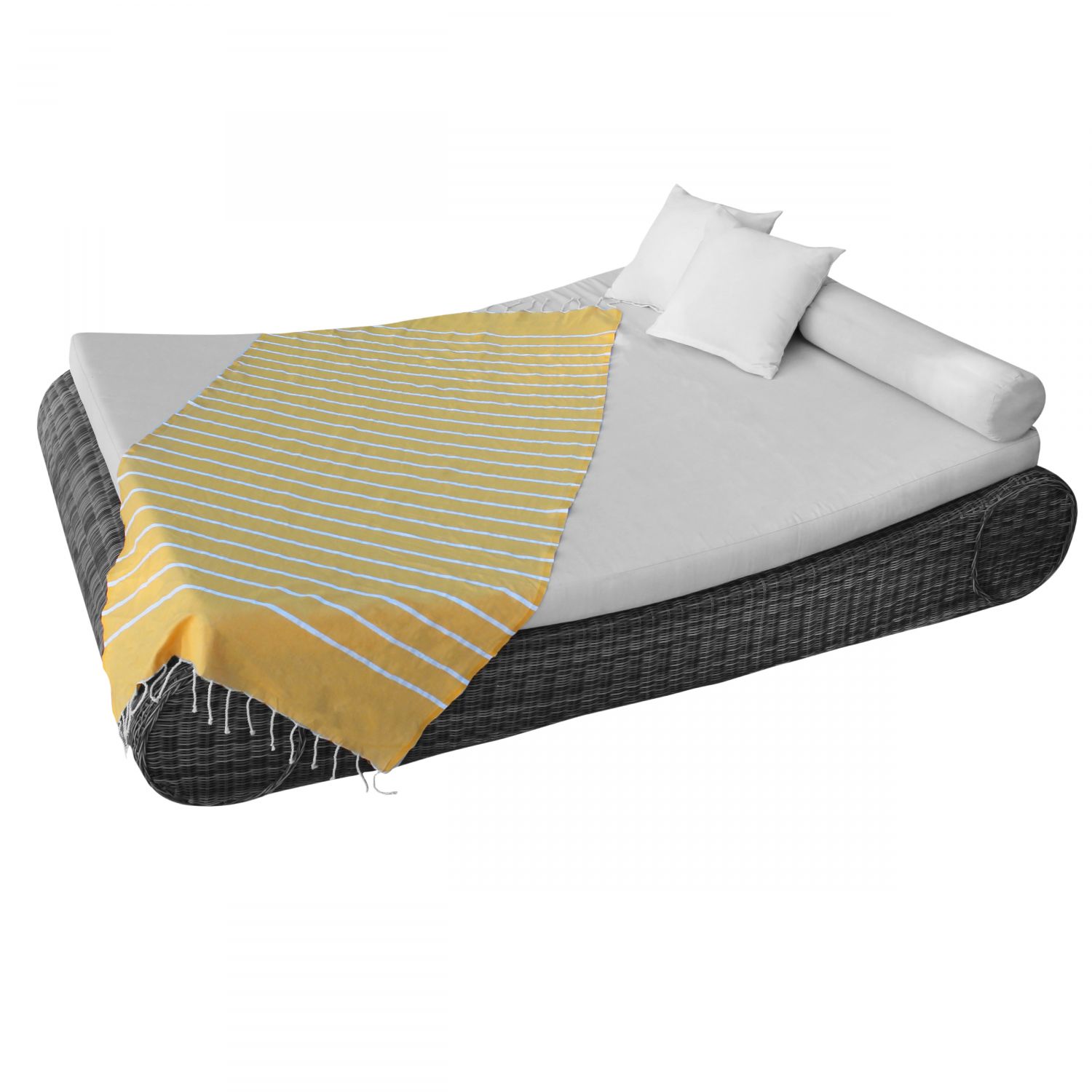 Fouta 1 x 2 m - jaune et blanc